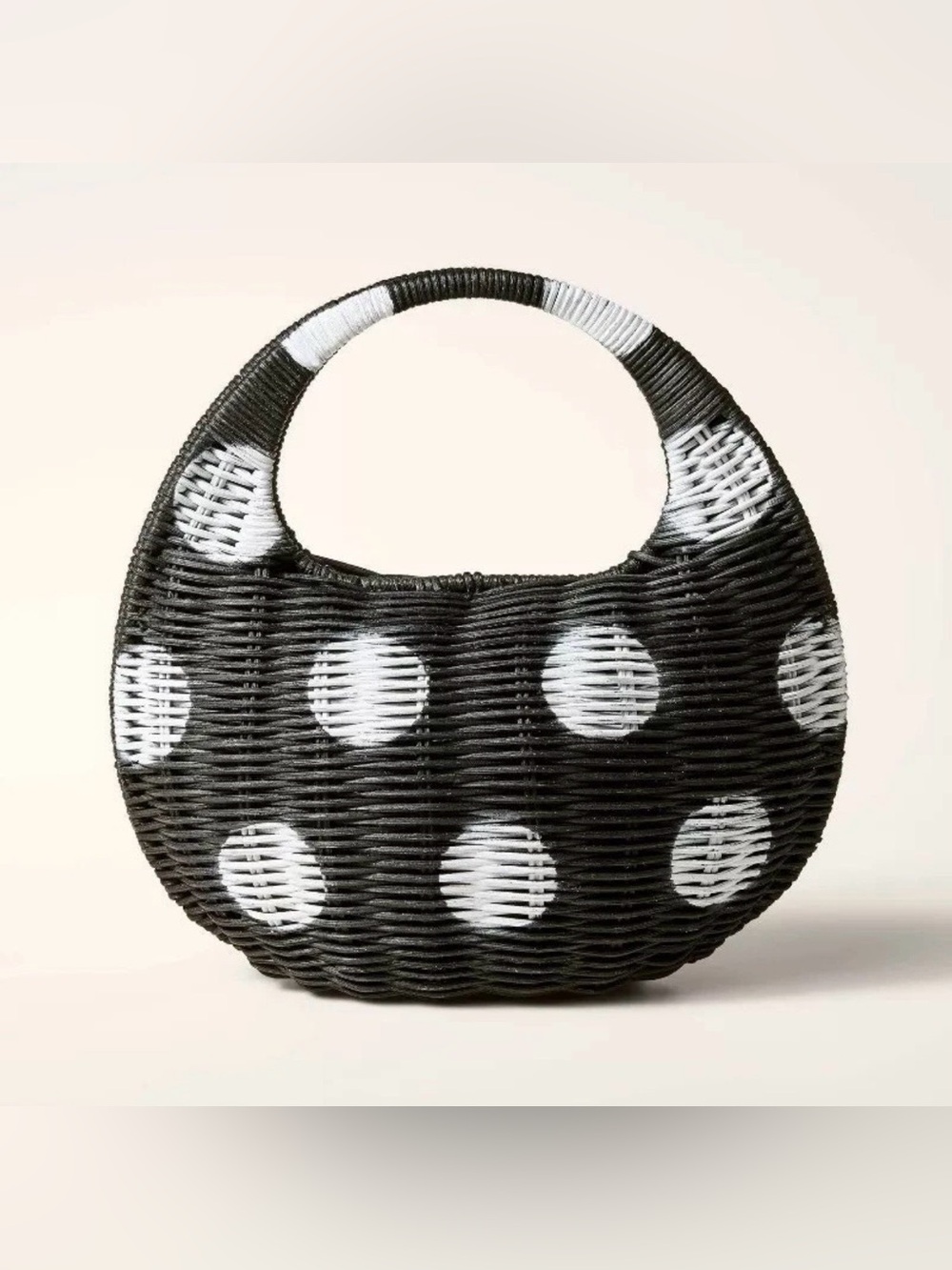 Kate Spade + Target Polk Dot Crescent Shape Wicker Bag, Black & White, Small